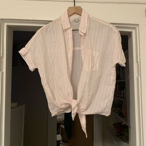 Madewell Pink and White Stripe Button Up Shirt